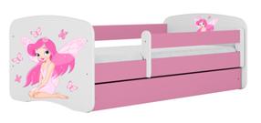Vaikiška lova Kocot Kids Babydreams Fairy, rožinė sp., 80 x 180 cm, su patalynės dėže, be čiužinio