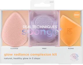 Sūklis sejas attīrīšanai Real Techniques Glow Radiance Complexion Kit, 3 gab., oranža krās.