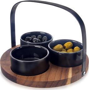 Užkandžių indas Excellent Houseware Black, 130 ml, juoda sp., keramika/mediena