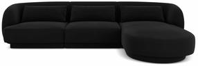 Kampinė sofa Cosmopolitan Design Tulum, juoda sp., kairinė, 156 x 255 cm x 70 cm