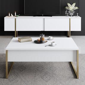 Svetainės baldų komplektas Kalune Design Luxe, vidaus, aukso sp./balta sp.