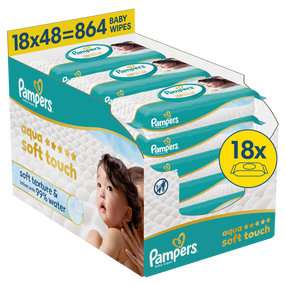 Drėgnos servetėlės kūdikiams Pampers Aqua Soft Touch, 864 vnt.