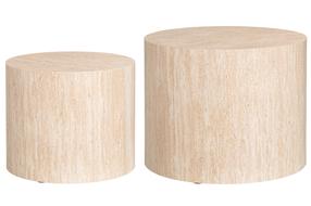 Kavos staliukų komplektas 4Living Azzura, smėlio sp., 38 - 48 cm x 48 cm x 32 - 38 cm, 2 vnt.