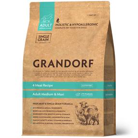 Kuiv koeratoit Grandorf Medium & Maxi 4 Meat, lambaliha/kalkun/pardiliha/metssealiha, 10 kg