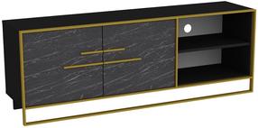 TV galds Kalune Design Polka, zelta krās./melna krās., 160 cm x 38.5 cm x 56.6 cm