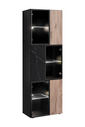 Vitrīna ASM Cannes, melns krās./vicking oak krās., 60.2 cm x 37 cm x 181.5 cm