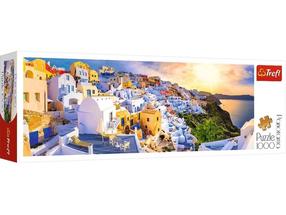 Puzle Trefl Panorama Sunset On Santorini Greece 29054, 34 cm x 97 cm, 1000 gab., daudzkrāsaina