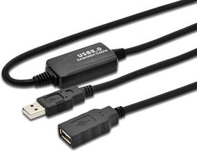 Laidas Digitus USB-A - USB-A USB 2.0 A female, USB 2.0 A male, 10 m, juoda
