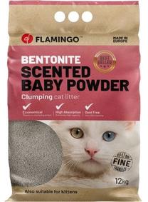 Kačių kraikas Flamingo Baby Powder, bentonitas, 12 kg