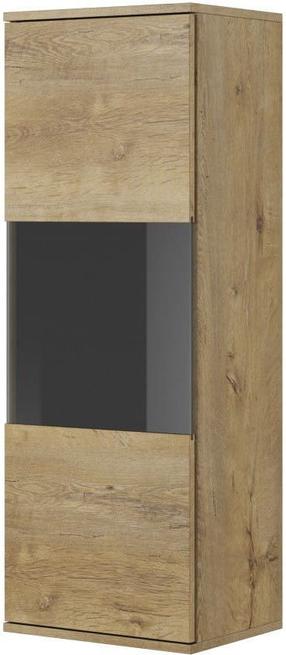 Vitrina Nest W-2, ąžuolo sp./juoda sp., 60 cm x 45 cm x 192 cm