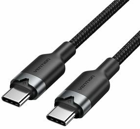 Vads Vention TRDBH, 2 x USB Type-C, 200 cm, melna krās., 60 W
