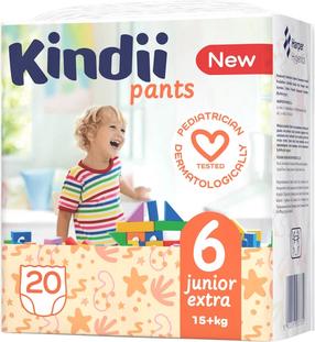 Püksmähkmed Kindii Extra Junior, 6 suurus, 15 kg, 20 tk