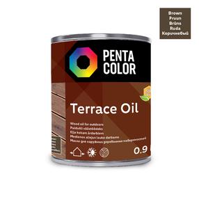 Eļļa terasēm Pentacolor Terrace Oil, brūna krās., 0.9 l