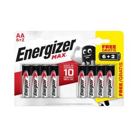 Батареи Energizer MAXAA B6+2, AA, 1.5 В, 8 шт.