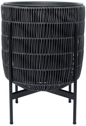 Gėlių vazonas Home4you Wicker 38112, plastikinis/metalas, Ø 30 cm, juoda sp.