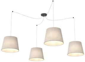 Sietynas kabinamas Emibig Ascot 1423/4, E27, 4 x 15 W, smėlio sp. / juoda sp.