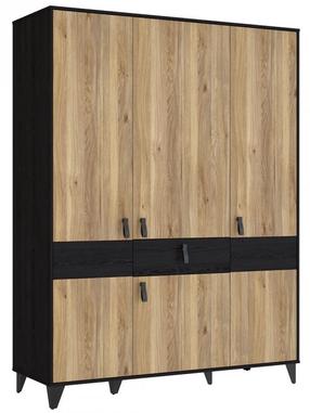 Skapis Forte Lya LYAS831-M688, ozola krās./melns krās., 52.7 cm x 152.8 cm x 200.7 cm