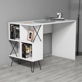 Rakstāmgalds un plaukts Kalune Design Extra 845HCT3819, 120 cm x 60 cm, 78.8 cm, balta krās.