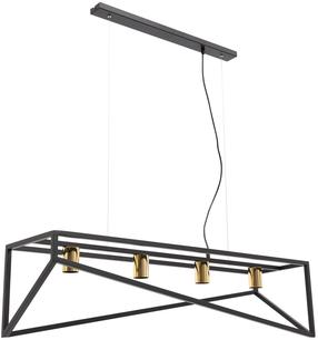 Lampa karināms Eluvies, E27, 4 x 15 W, zelta krās./melna krās. / melna krās.