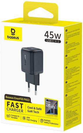 Telefono įkroviklis Baseus EnerFill FN22, USB Type C, juoda sp., 45 W