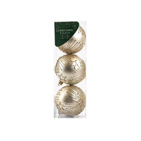 Eglutės žaisliukų rinkinys Christmas Touch SYQB1-0123096, šampano sp., 8 cm, plastikas, 3 vnt.