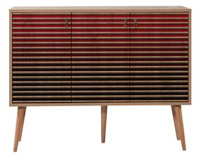 Spintelė Kalune Design Mega 221, juoda sp./raudona sp./sonoma ąžuolo sp., 36 cm x 120 cm x 90 cm
