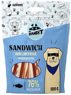 Skanėstas šunims Mr. Bandit Sandwich Chicken&Fish, žuvis/vištiena, 0.5 kg