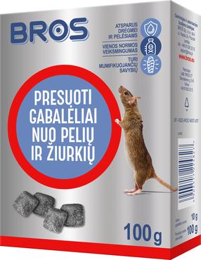 Gabalėliai nuo pelių ir žiurkių Bros 054F, 100 g