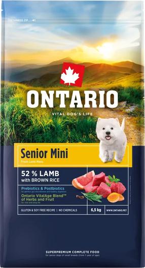Sausas šunų maistas Ontario Senior Mini Lamb and Brown Rice, ėriena, 6.5 kg