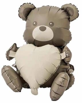 Фольгированный шар фигурные GoDan 3D Matt Teddy Bear, серый цв./коричневатый цв.