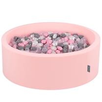 Baseinas su kamuoliukais KiddyMoon Round Ball Pit Round 600 Stars, 90 cm x 90 cm, 600 vnt, skaidri sp./rožinė sp.