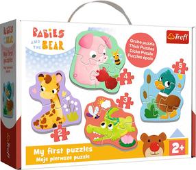 Puzle Trefl My First Babies And The Bear, daudzkrāsaina, 14 gab.