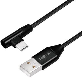 Провод Logilink USB-A To USB-C 90° Angled Cable USB, USB Type-C, 0.3 м, черный цв.