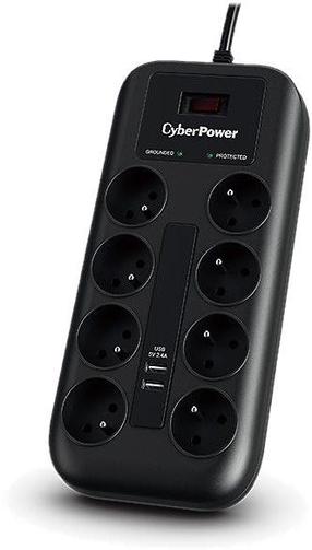 Buitinis ilgintuvas Cyber Power, 1.8 m, 8 lizdų, su jungikliu, juoda sp.