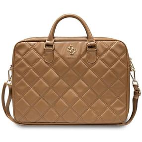 Nešiojamų kompiuterių krepšys Guess Quilted 4G, ruda, 15-16"