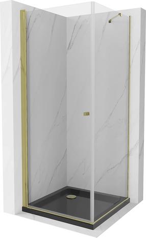 Dušo kabina Mexen Pretoria 852-100-100-50-00-4070G, kvadratinė, 100 cm x 100 cm x 190 cm, aukso sp./juoda sp./grūdintas