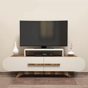 TV staliukas Kalune Design Rose, kreminė sp./riešuto sp., 145 cm x 36.8 cm x 49.8 cm