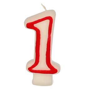 Dzimšanas dienas svece Papstar Number 1, balta krās./sarkana krās.