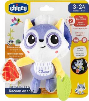 Rotaļlietas ratiem Chicco Baby Sense & Focus Racoon, violeta krās.