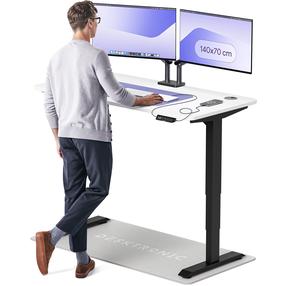 Arvutilaud reguleeritava kõrgusega Desktronic HomePro, 140 cm x 70 cm, 61 - 125.5 cm, valge v./must v.