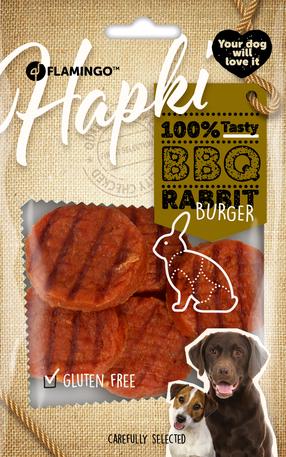 Gardums suņiem Flamingo Hapki BBQ Burger, truša gaļa, 0.085 kg