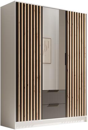 Шкаф ADRK Neri 150, коричневый цв./белый цв./черный цв., 150 см x 51 см x 200 см, с зеркалом