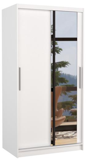 Spinta ADRK Baros 100, balta sp., 58 cm x 100 cm x 200 cm, su veidrodžiu