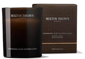 Svece, aromātiskā Molton Brown Mesmerising Oudh Accord & Gold Signature, 30 - 40 h, 190 g, brūna krās.