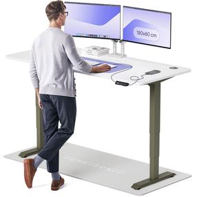 Kompiuterio stalas reguliuojamo aukščio Desktronic HomePro 40 853, 180 cm x 80 cm, 126 cm, balta sp./žalia sp.