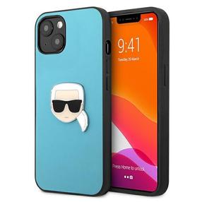 Telefona vāciņš Karl Lagerfeld Leather Karl Head Metal Logo iPhone 13 Mini, gaiši zila krās., Apple
