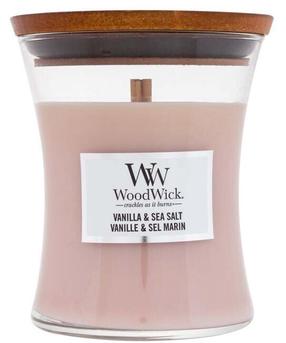 Свеча, ароматическая WoodWick Vanilla & Sea Salt, 65 час, 275 г, розовый цв.