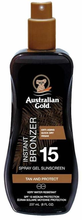 Gēls iedeguma kopšanai Australian Gold Spray Gel With Instant Bronzer SPF15, 237 ml