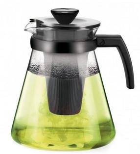 Tējkanna ar sietiņu Tescoma, 1.7 l, caurspīdīga krās./melna krās.