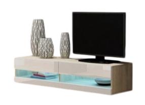 TV galds Cama Meble Vigo New 140, balts krās./soft 9016 krās., 140 cm x 30 cm x 40 cm